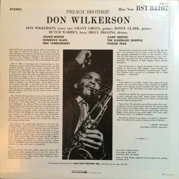 USED: Don Wilkerson - Preach Brother! (LP, Album, RE) - Blue Note, Pathé Marconi EMI