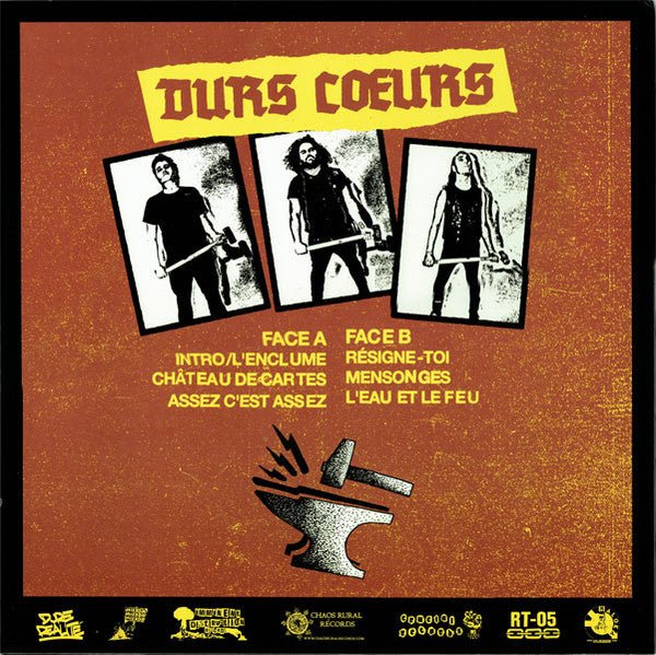 USED: Durs Coeurs - Dur Dur Dur (12", Album) - Dure Réalité, Discos MMM, Rat Trap Records, Imminent Destruction Records, Chaos Rural Records, Crucial Records (7), MALOKA