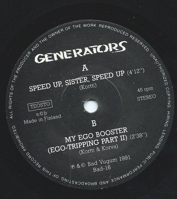 USED: Generators - Speed Up Sister, Speed Up (7") - Used - Used