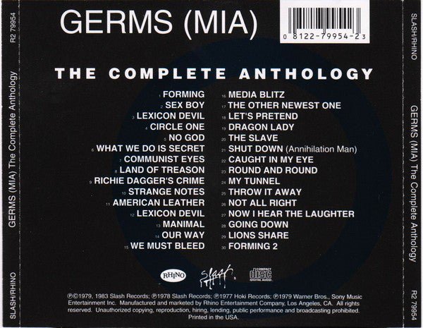 USED: Germs - (MIA) The Complete Anthology (CD, Album, Comp, RE) - Used - Used