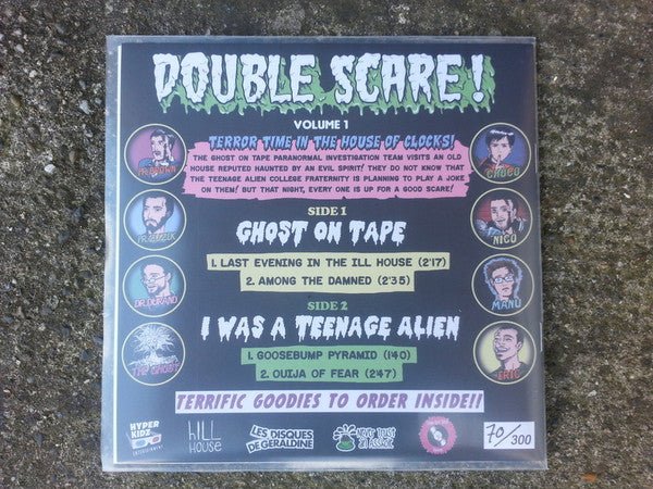 USED: Ghost On Tape & I Was A Teenage Alien - Double Scare! Vol. 1 (7", EP, Ltd, Num) - Les Disques De Géraldine, Never Trust An Asshole, Hyper Kids Entertainment, Hill House Productions, Songs Of A Bitch Records