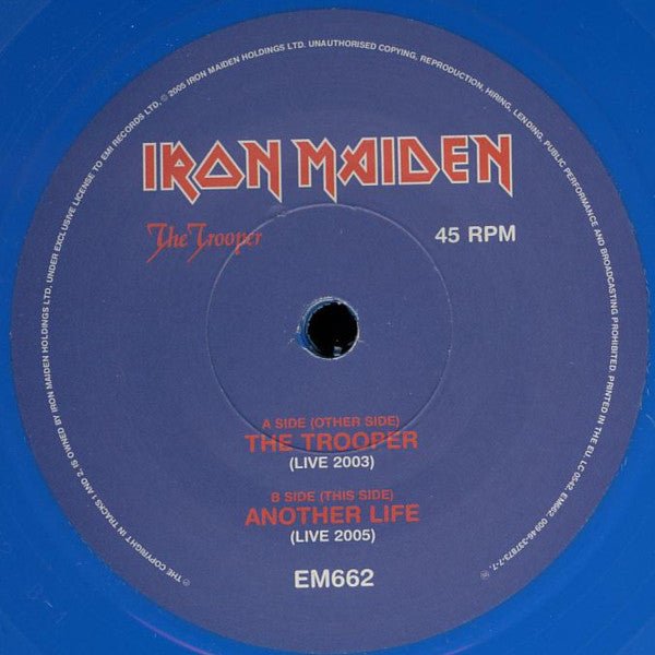 USED: Iron Maiden - The Trooper (7", Single, Ltd, Blu) - EMI, EMI