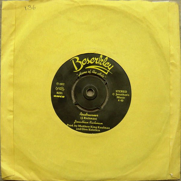 USED: Jonathan Richman / The Modern Lovers - Roadrunner (7", Single, Com) - Used - Used