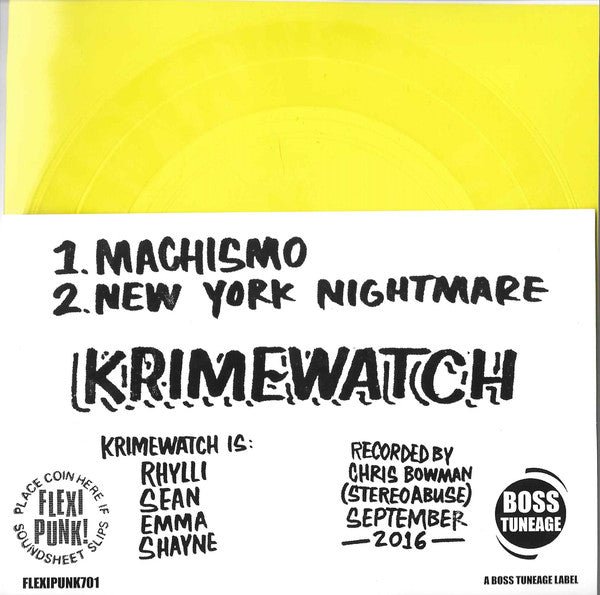 USED: Krimewatch - Machismo / New York Nightmare (Flexi, 7", S/Sided, RE, Yel) - Used - Used