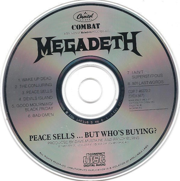 USED: Megadeth - Peace Sells... But Who's Buying? (CD, Album, RE) - Used - Used