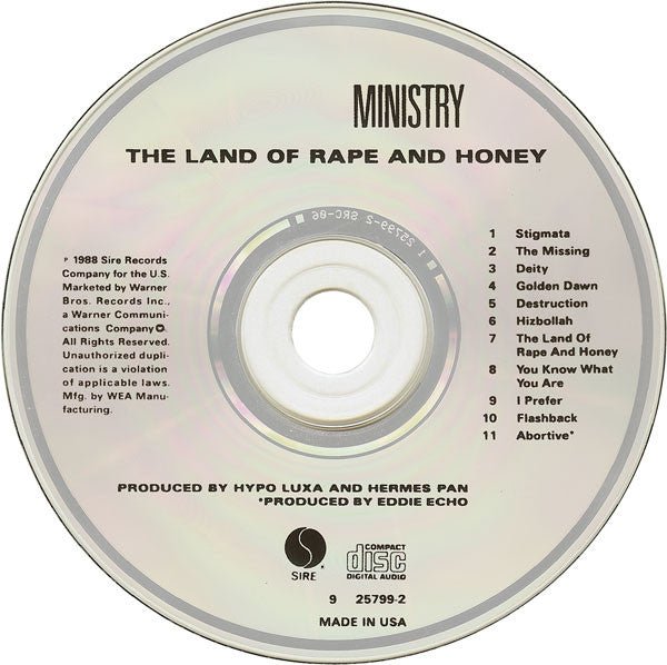 USED: Ministry - The Land Of Rape And Honey (CD, Album) - Used - Used