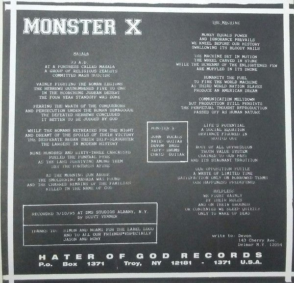 USED: Monster X / Human Greed (2) - Monster X / Human Greed (7") - Used - Used