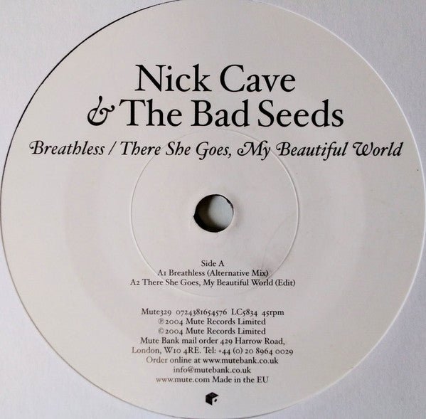 USED: Nick Cave & The Bad Seeds - Breathless / There She Goes, My Beautiful World (7", Single) - Used - Used