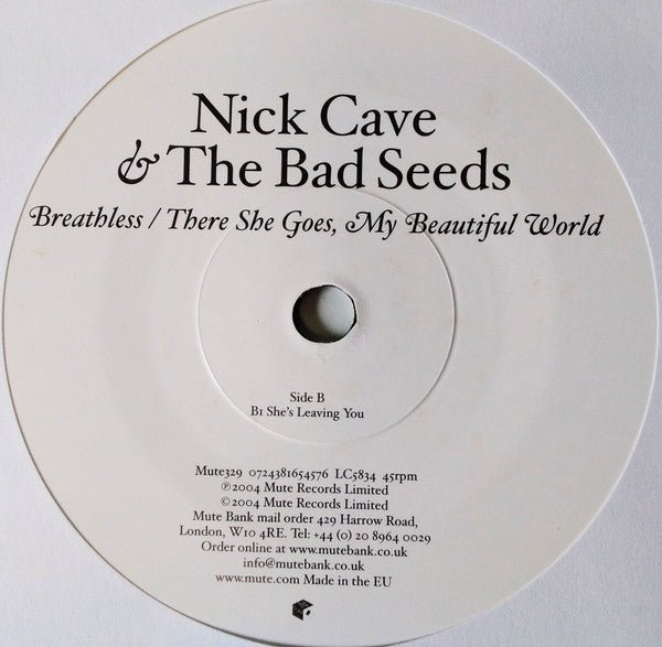 USED: Nick Cave & The Bad Seeds - Breathless / There She Goes, My Beautiful World (7", Single) - Used - Used