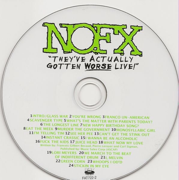 USED: NOFX - They've Actually Gotten Worse Live! (CD, Album) - Used - Used