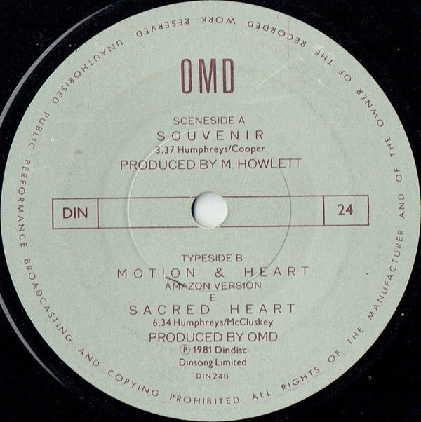 USED: OMD* - Souvenir (7", Single, Edd) - Used - Used