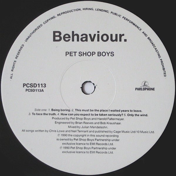 USED: Pet Shop Boys - Behaviour (LP, Album) - Used - Used