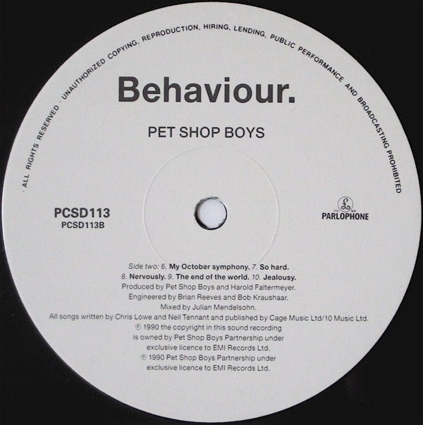 USED: Pet Shop Boys - Behaviour (LP, Album) - Used - Used