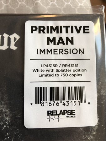USED: Primitive Man (2) - Immersion (LP, Album, Ltd, Whi) - Used - Used
