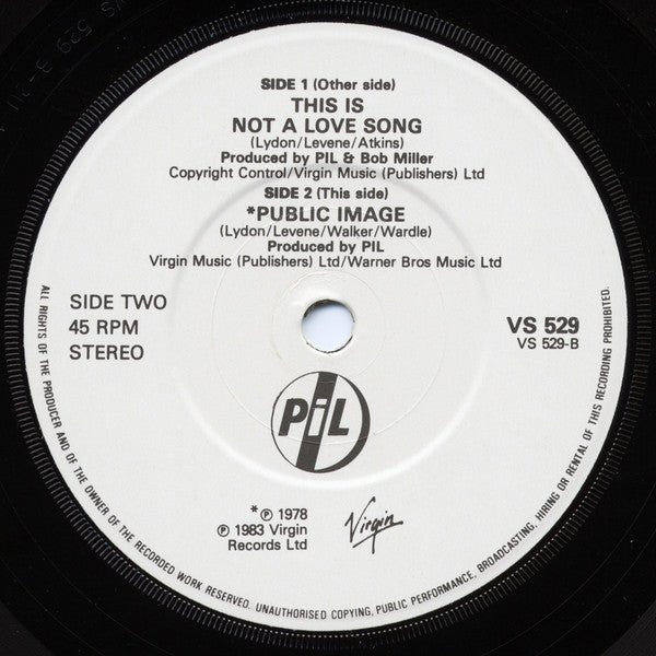 USED: Public Image Limited - This Is Not A Love Song (7", Single, EMI) - Virgin