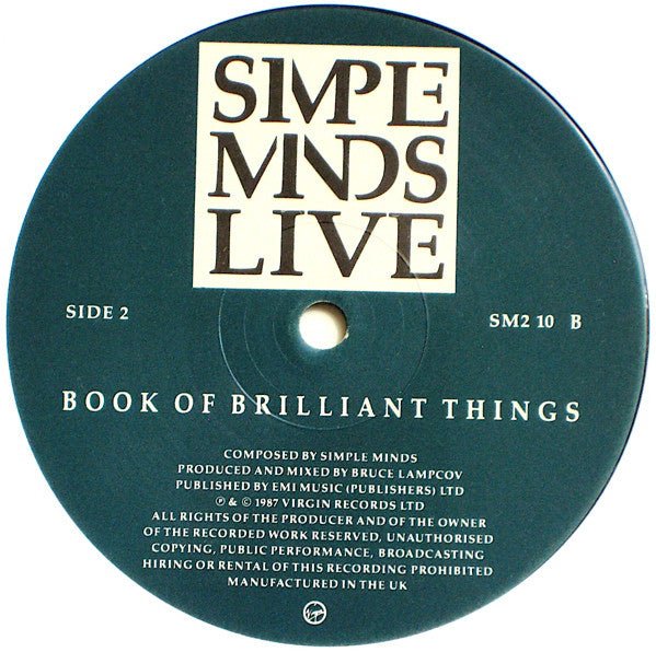 USED: Simple Minds - Promised You A Miracle / Book Of Brilliant Things (Simple Minds Live) (10", Single, Ltd, Pos) - Used - Used