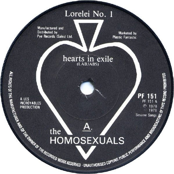 USED: The Homosexuals - Hearts In Exile (7", Single) - Used - Used