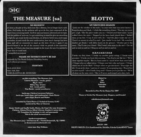 USED: The Measure [sa] & Blotto (2) - The Measure [sa] & Blotto (7") - Used - Used