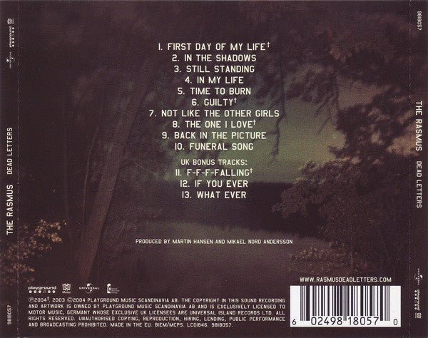 USED: The Rasmus - Dead Letters (CD, Album, S/Edition) - Used - Used