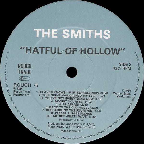 USED: The Smiths - Hatful Of Hollow (LP, Comp, Gar) - Rough Trade