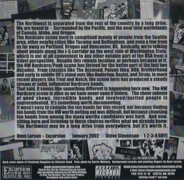 USED: Various - Power Of Ten (A Northwest Hardcore Compilation) (7", EP, Comp) - Excursion Records, 1-2-3-4 Go! Records