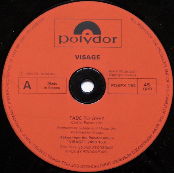 USED: Visage - Fade To Grey (12", Single) - Used - Used
